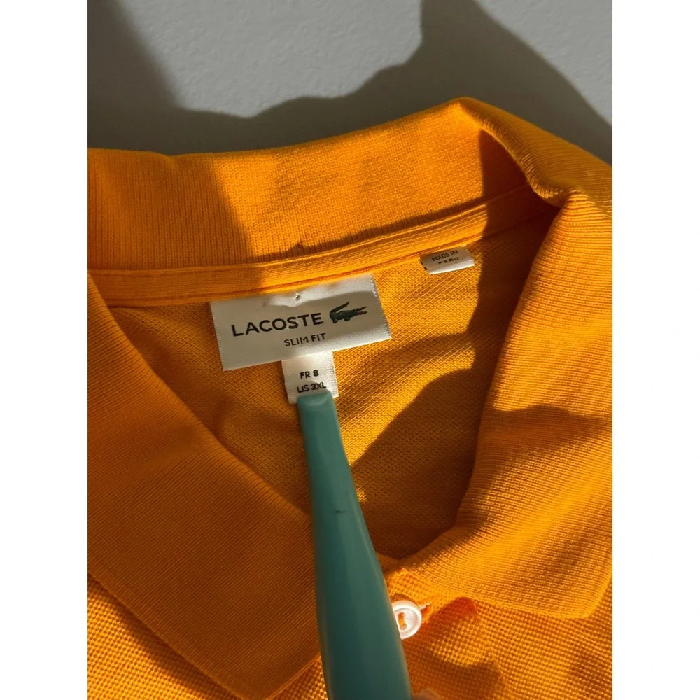 Lacoste Slim Fit Orange Pique Polo Shirt Mens 3XL US PH4012 Short Sleeve Logo